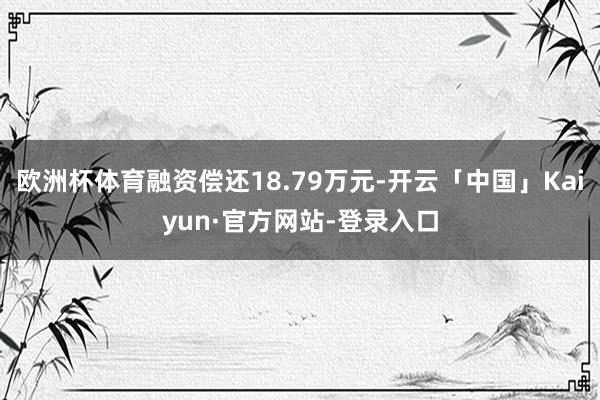 欧洲杯体育融资偿还18.79万元-开云「中国」Kaiyun·官方网站-登录入口